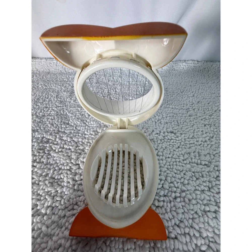 VTG Chick Shaped Manual Egg Slicer White Orange BPA‎ Free Bird Kitchen Tool